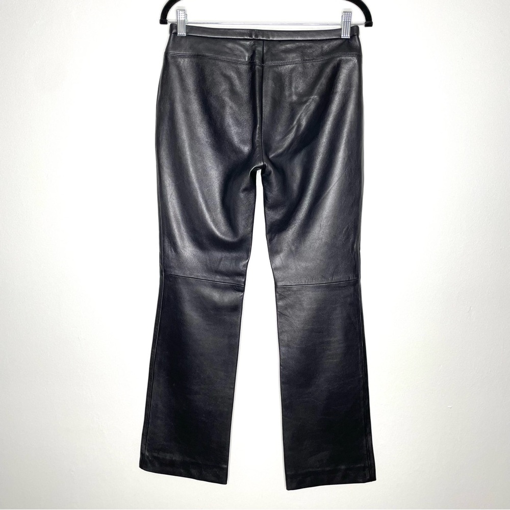 MNG Mango Genuine Leather Buttery Soft Bootcut Pants Lined In Black Size US 6 - Picture 6 of 11